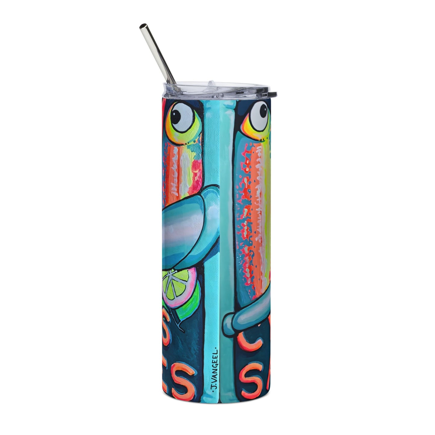 Neon Sardines Stainless Steel Tumbler, 20oz | Fun Travel Mug, Eco-Friendly