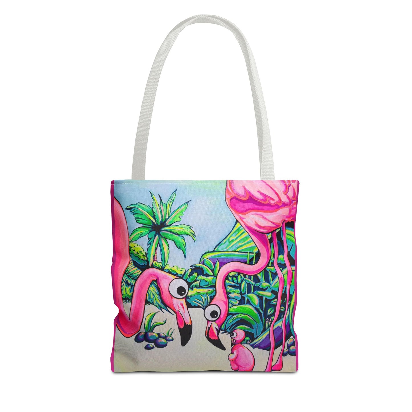 Premium Cyclops Flamingo Family Tote Bag, Original Artist Design, Reusable Shopping Tote, Eco-Friendly