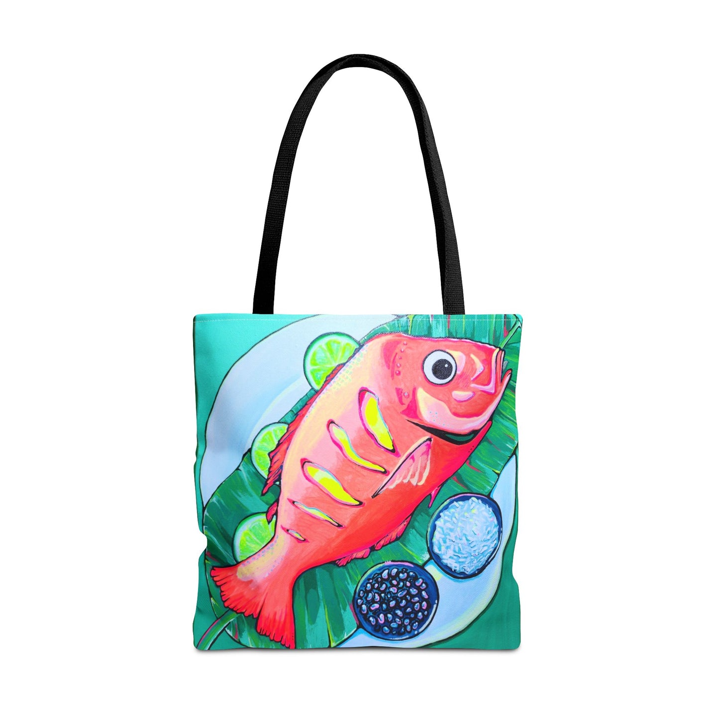 Premium Vibrant Fried Fish Tote Bag, Original Artist Design, Reusable Shopping Tote, Eco-Friendly