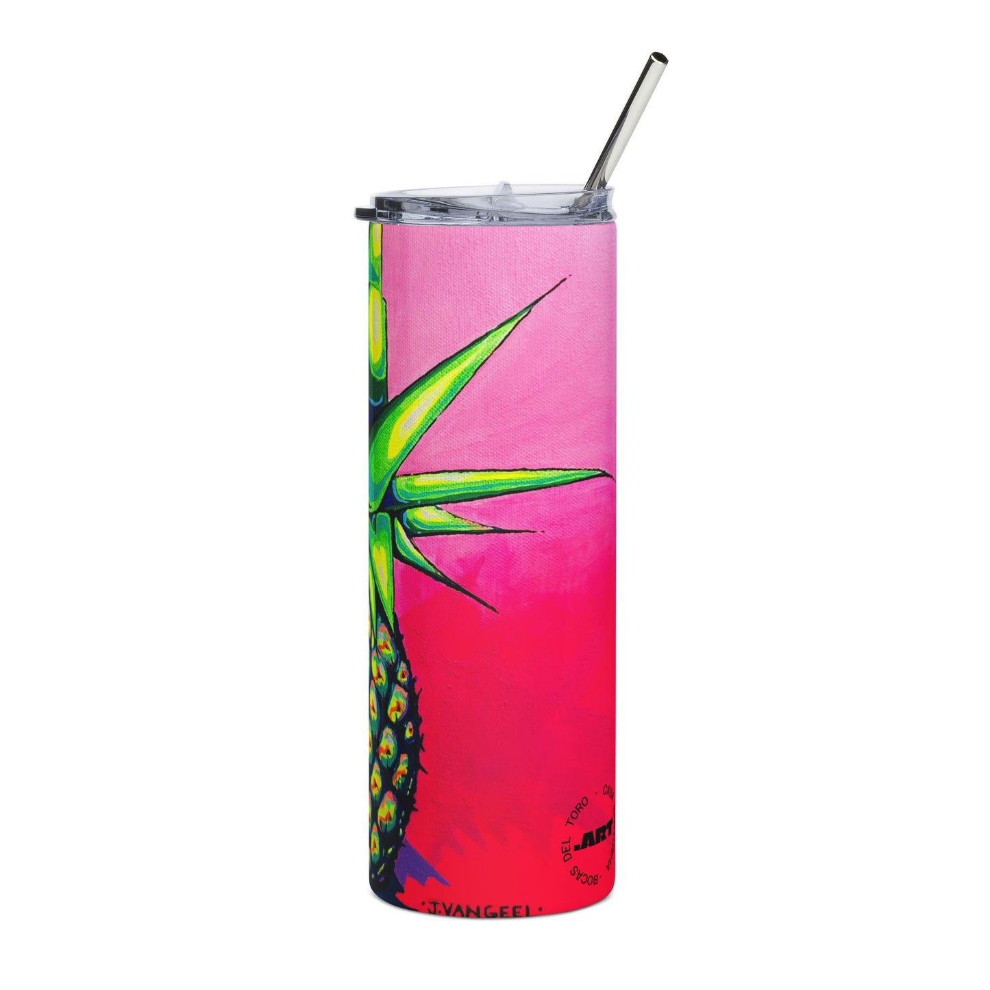 Neon Pineapple Stainless Steel Tumbler, 20oz | Fun Travel Mug, Eco-Friendly