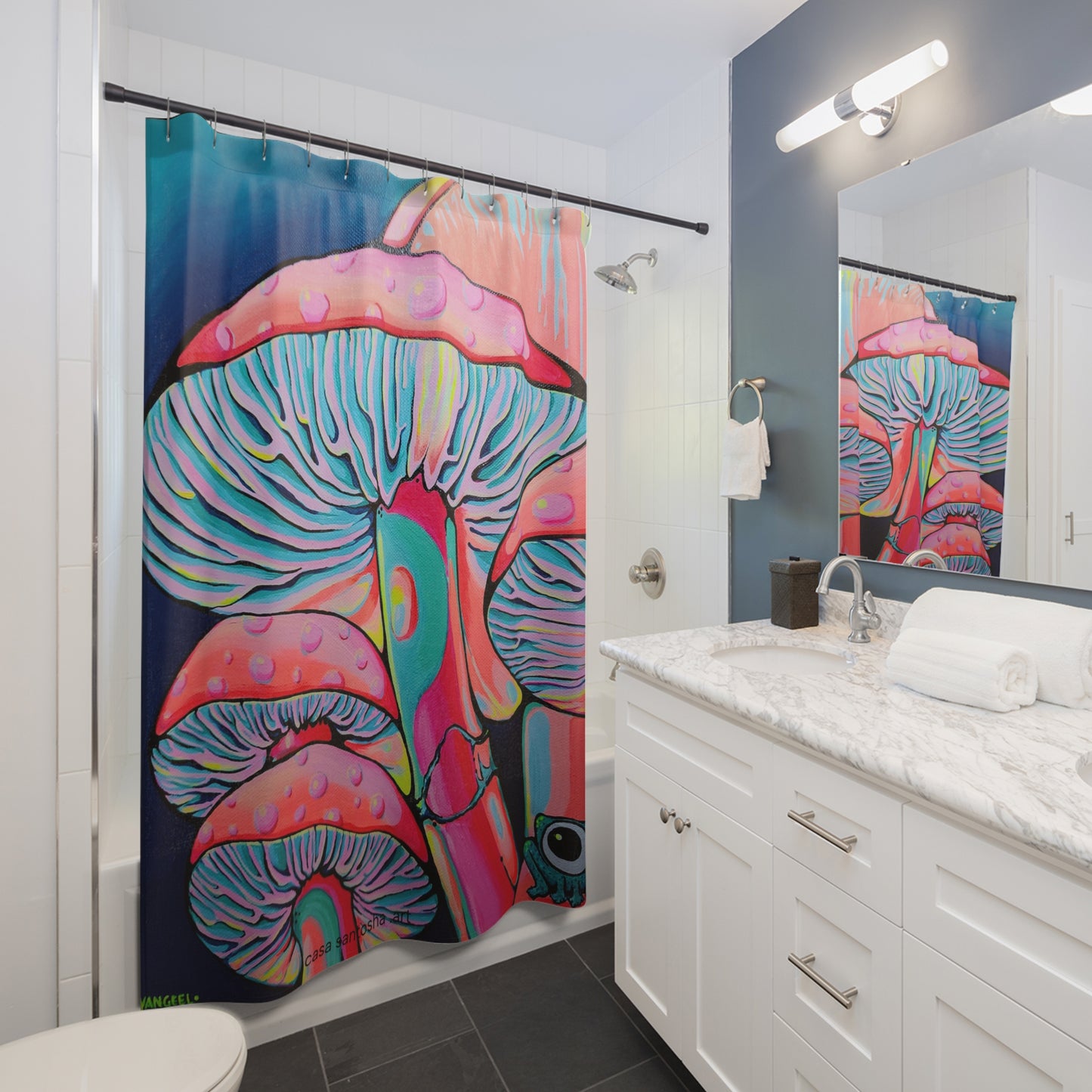 Rideau de douche Pop Art "Champignons psychédéliques"