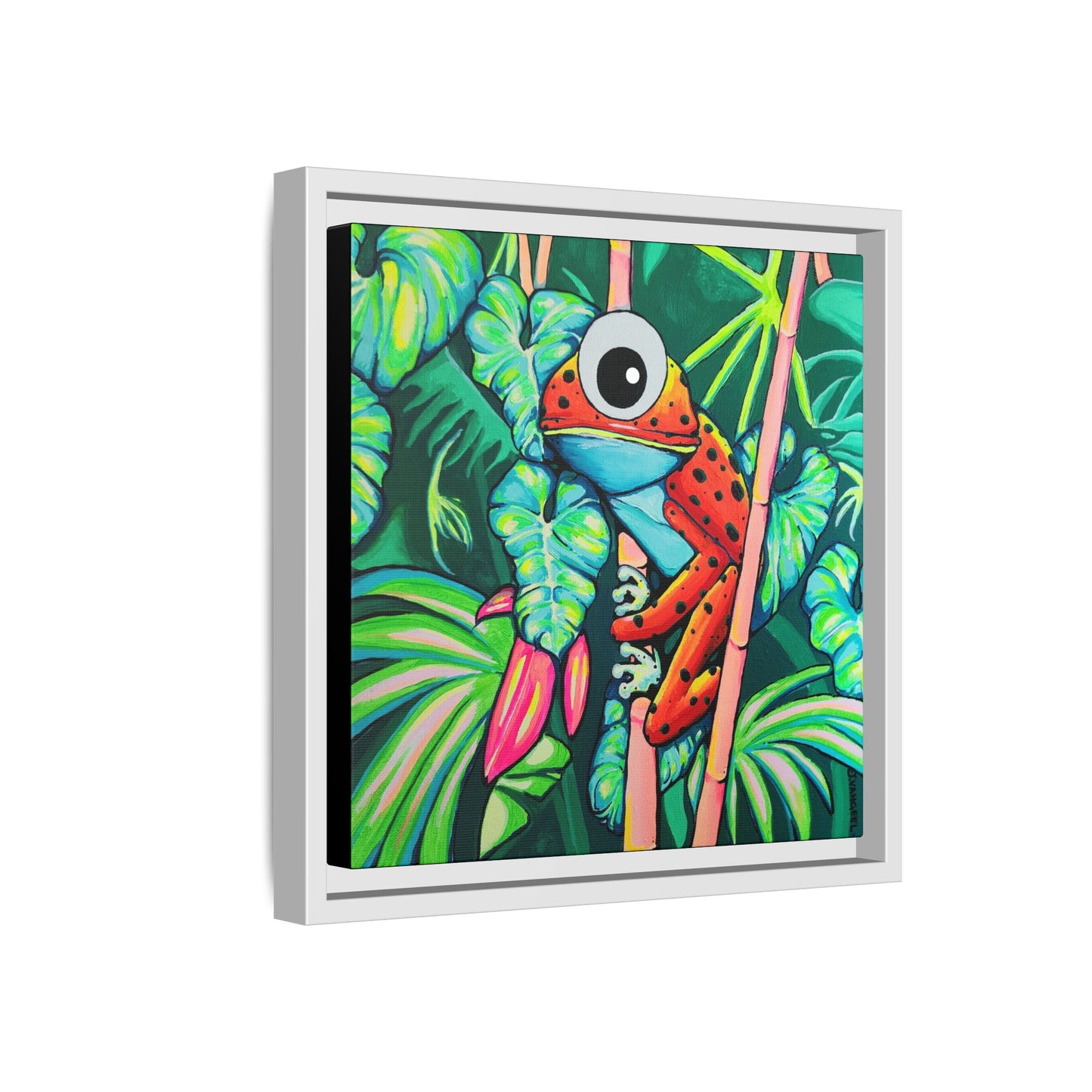 Framed Cyclops Red Frog Canvas Print