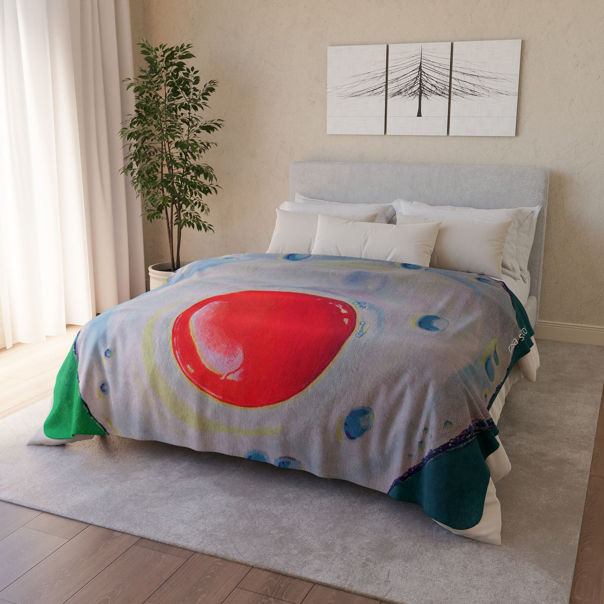 Neon Fried Egg Fleece Sherpa Blanket