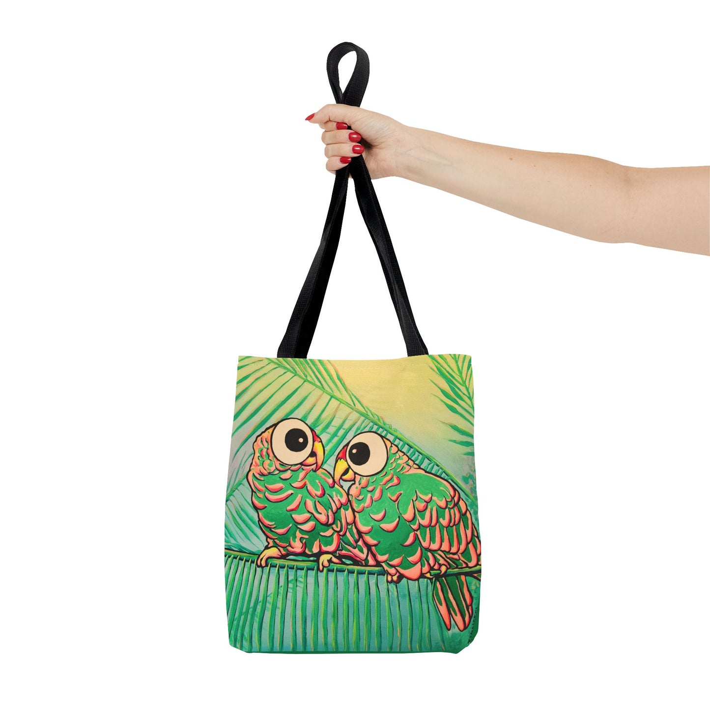 Premium Chatty Cyclops Parrots Tote Bag, Original Artist Design, Reusable Shopping Tote, Eco-Friendly