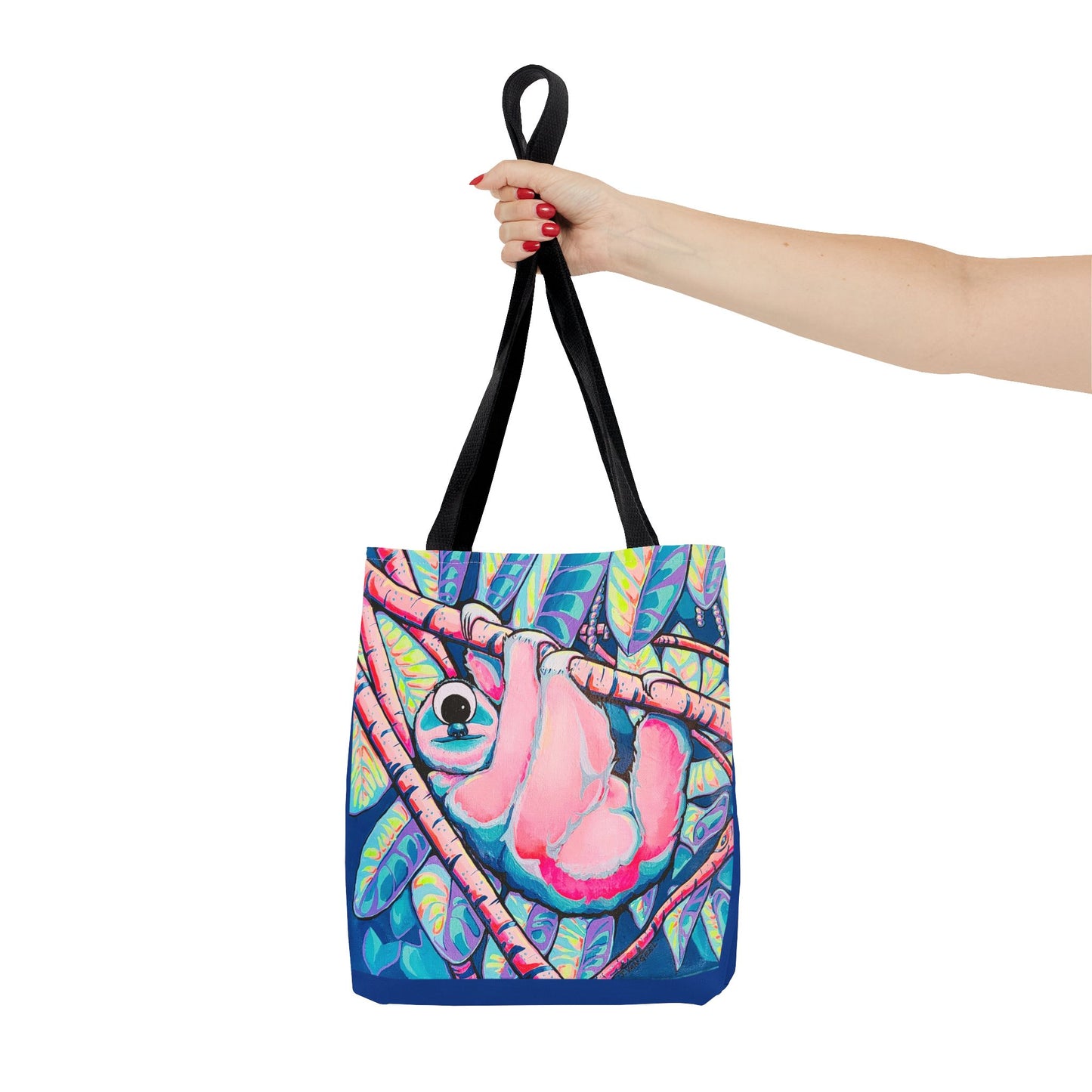Premium Colorful Sloth Tote Bag, Original Artist Design, Reusable Shopping Tote, Eco-Friendly