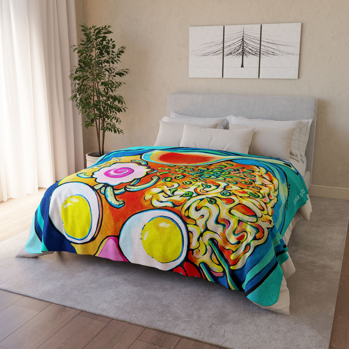 Neon Ramen Fleece Sherpa Blanket