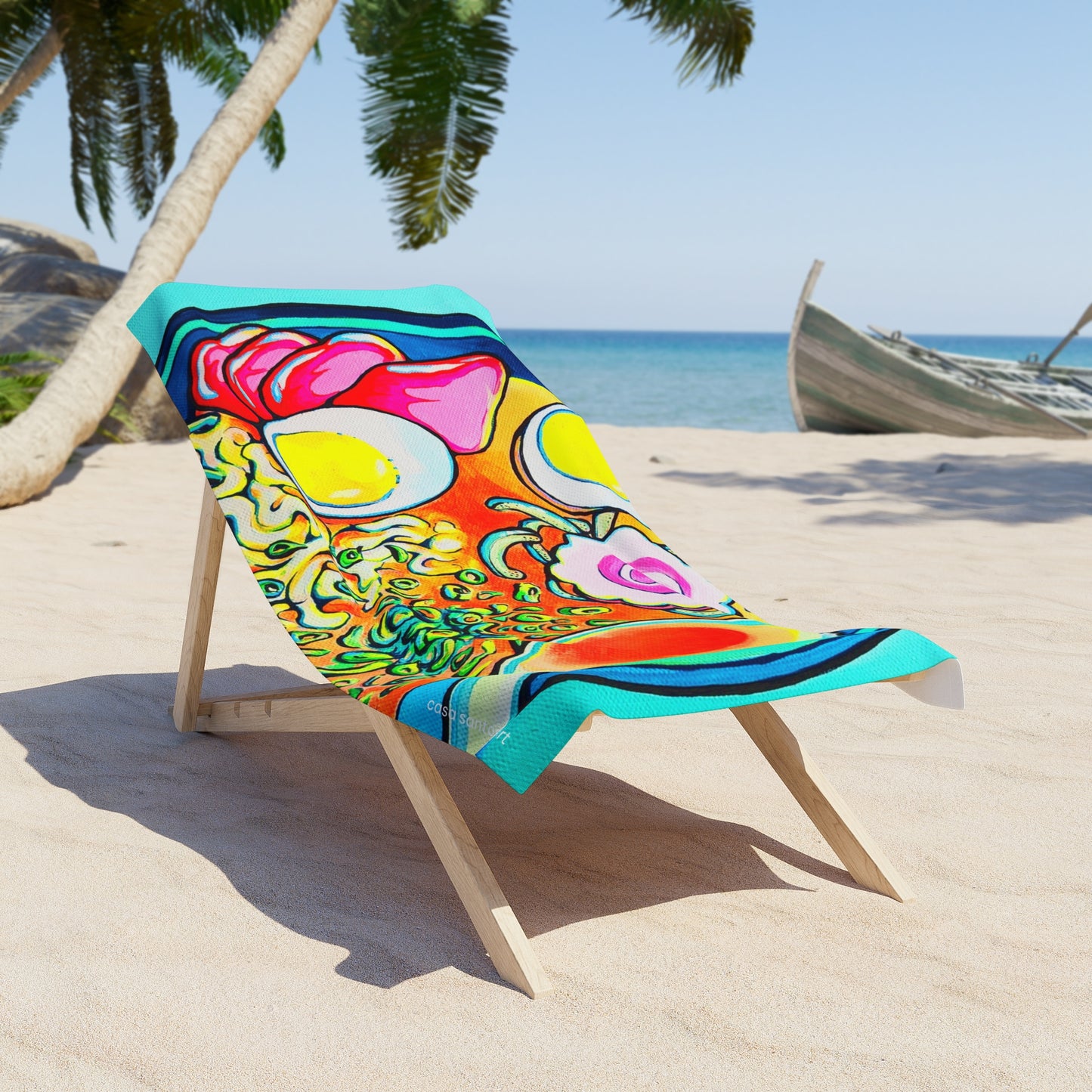 Neon Ramen Beach Towel for Summer Fun and Vacation Essentials