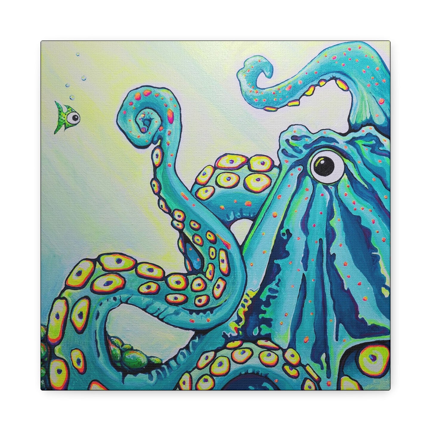 Cyclops Octopus Original Canvas Art Print, Unique Home Decor, Wall Art, Gift,Underwater Theme Decoration, Ocean Life