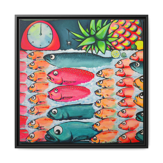 Framed Neon Cabo Fish Market Canvas Wall Art