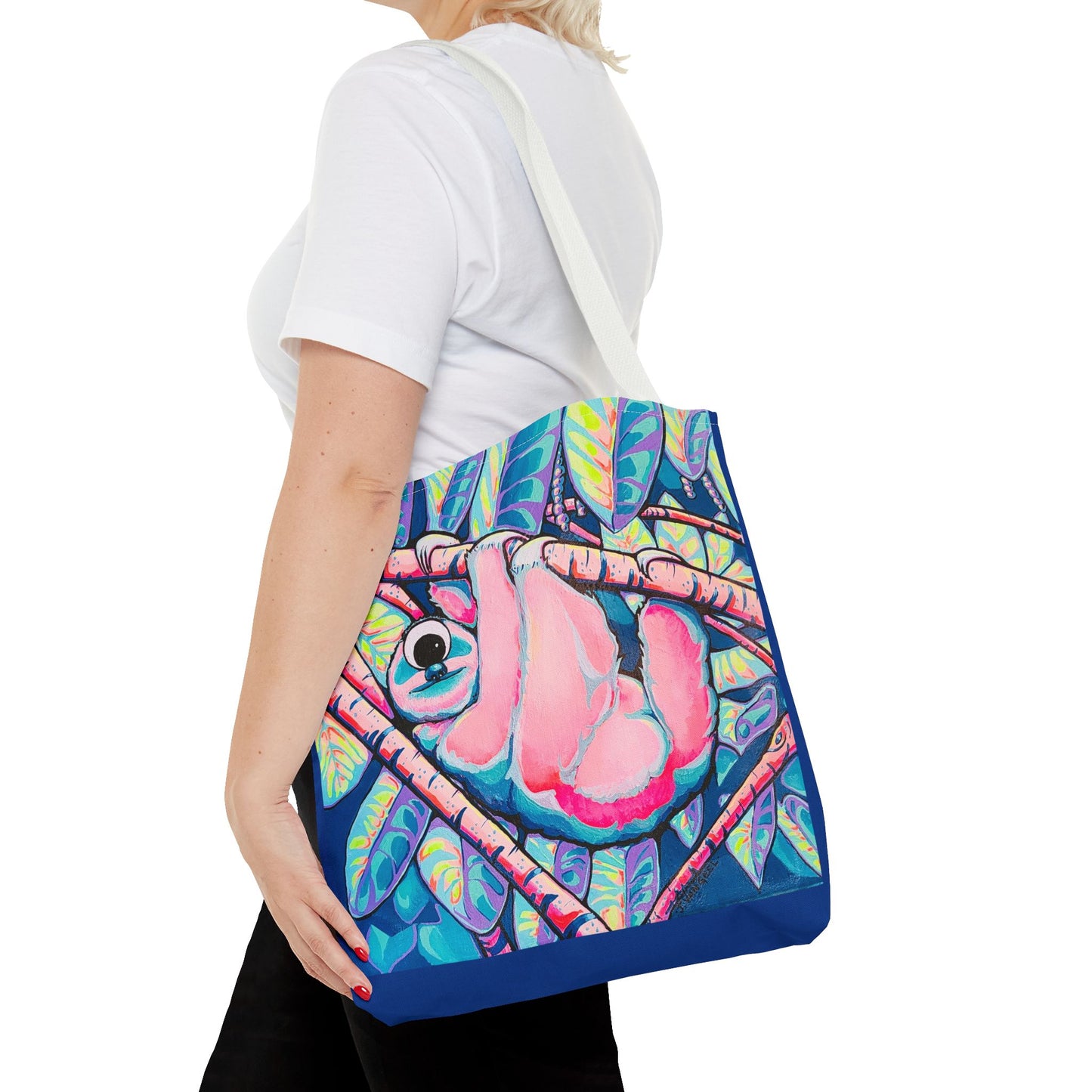 Premium Colorful Sloth Tote Bag, Original Artist Design, Reusable Shopping Tote, Eco-Friendly