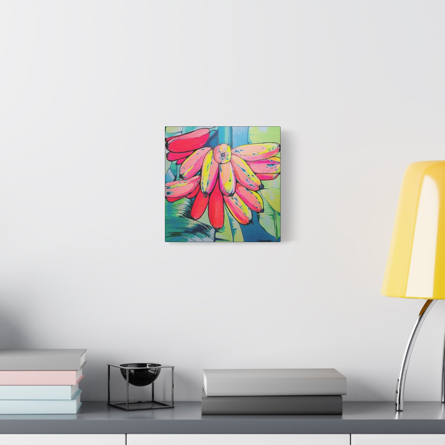 Neon Colorful Primitivo Bananas Canvas Print, Original Art Design, Home Decor Wall Art
