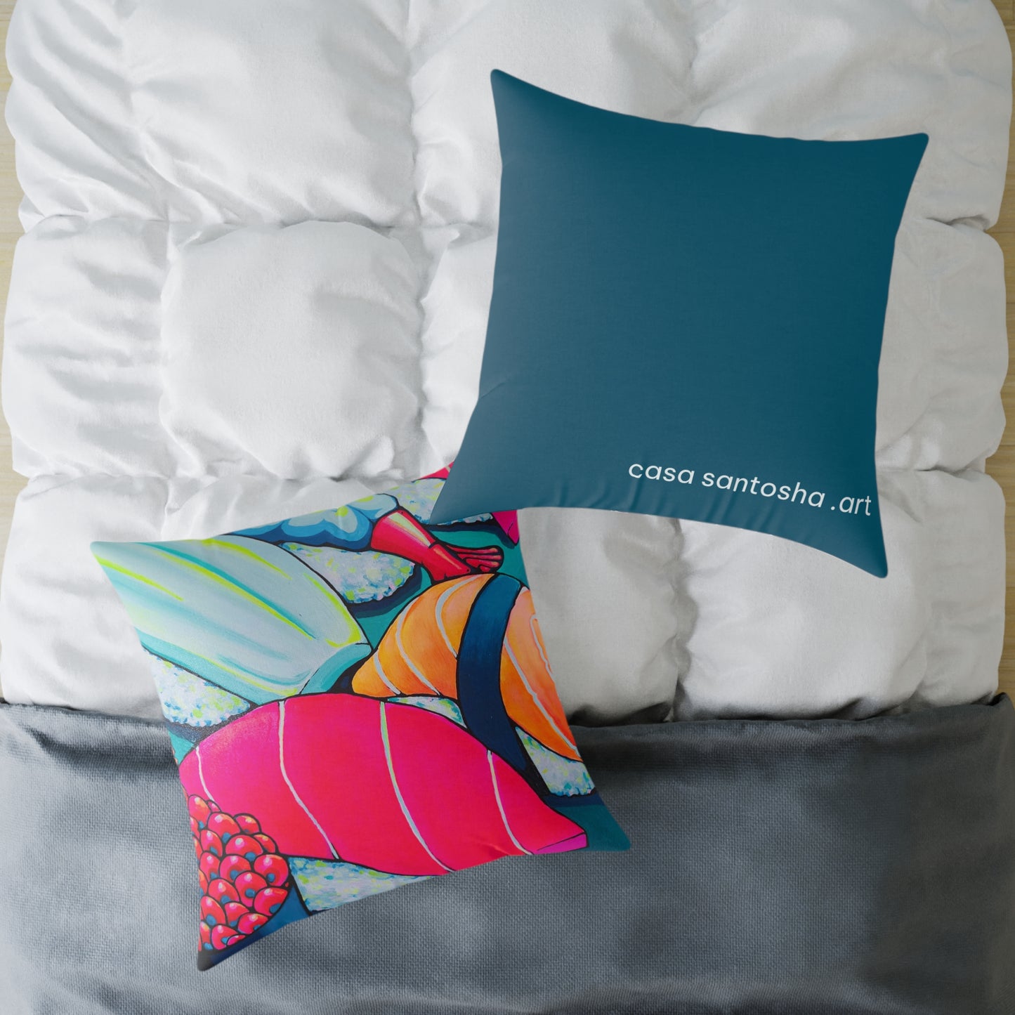 Neon Sushi Art Canvas Decorative Pillow
