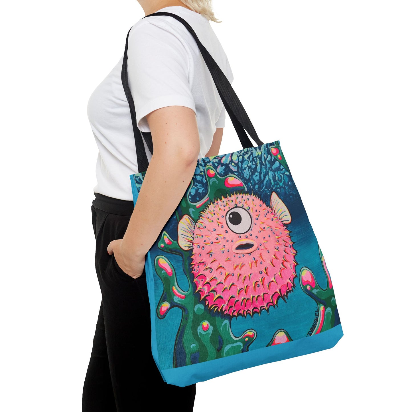 Premium Colorful Pufferfish Tote Bag, Original Artist Design, Reusable Shopping Tote, Eco-Friendly