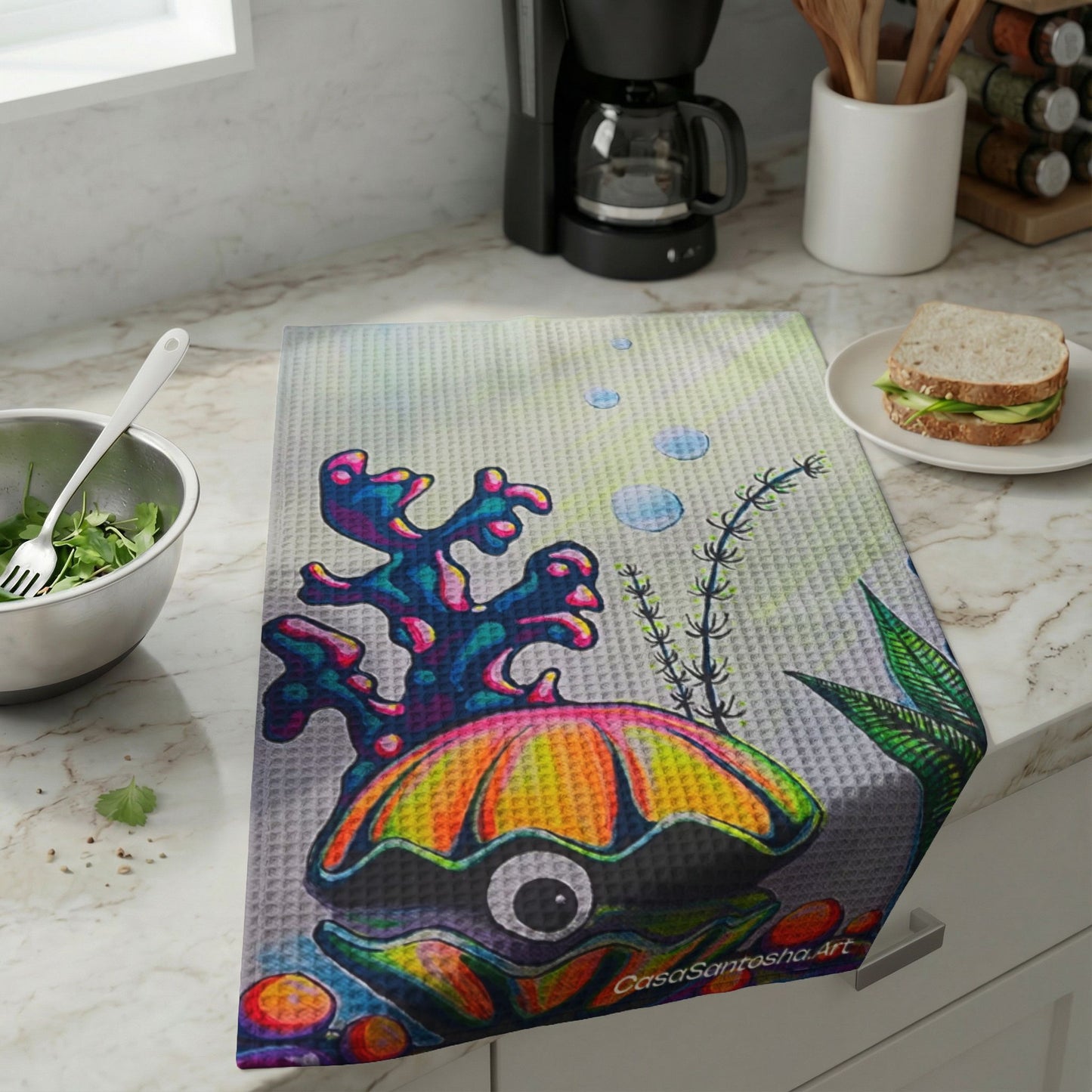 Cyclops Clam Waffle Weave Kitchen Hand Towel