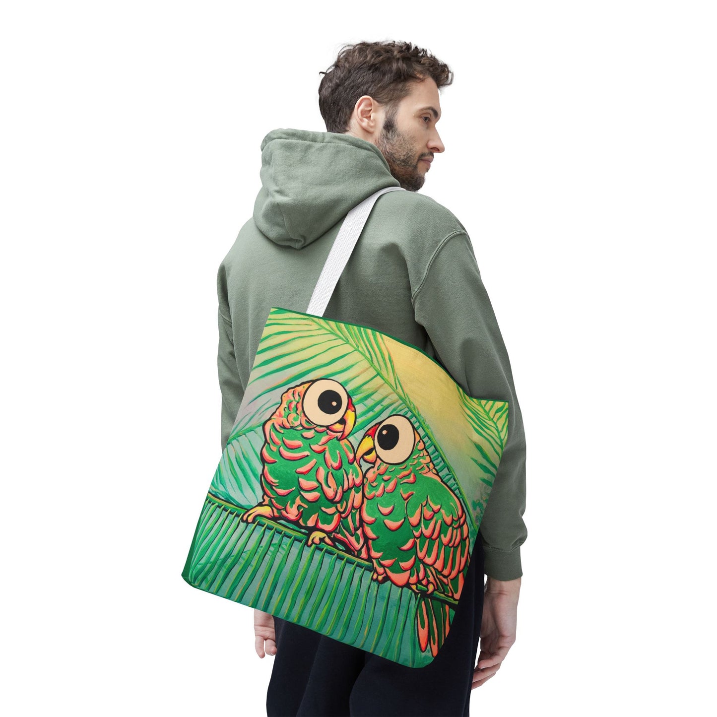 Premium Chatty Cyclops Parrots Tote Bag, Original Artist Design, Reusable Shopping Tote, Eco-Friendly