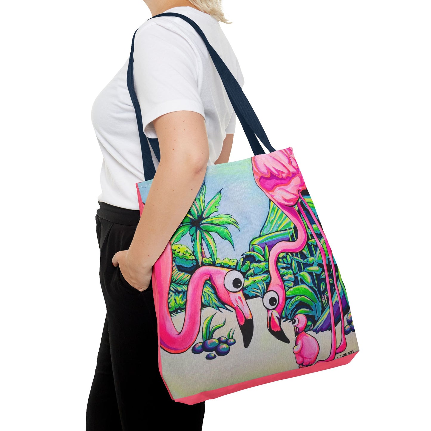 Premium Cyclops Flamingo Family Tote Bag, Original Artist Design, Reusable Shopping Tote, Eco-Friendly