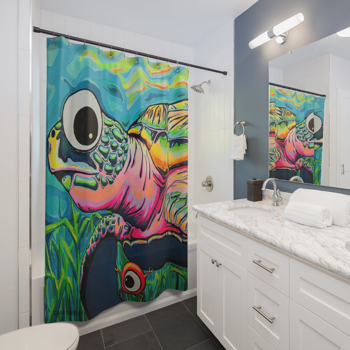 Rideau de douche Pop Art Cyclope Tortue