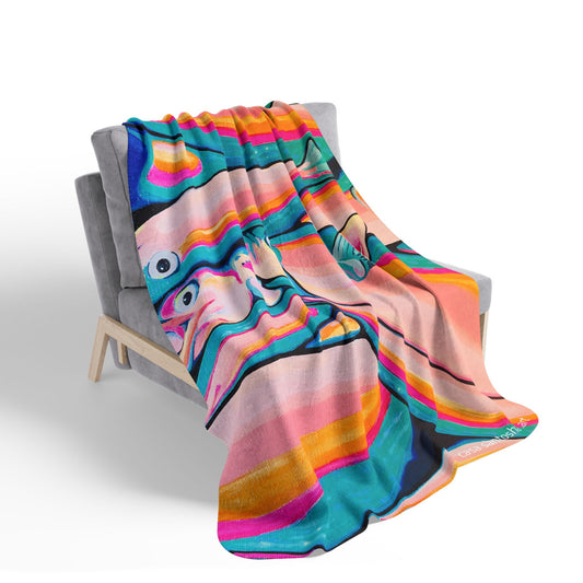 Neon Fish Fleece Sherpa Blanket