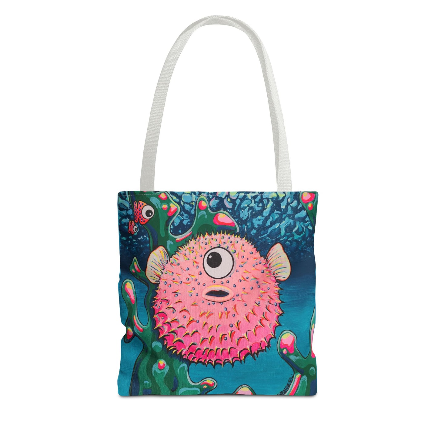 Premium Colorful Pufferfish Tote Bag, Original Artist Design, Reusable Shopping Tote, Eco-Friendly