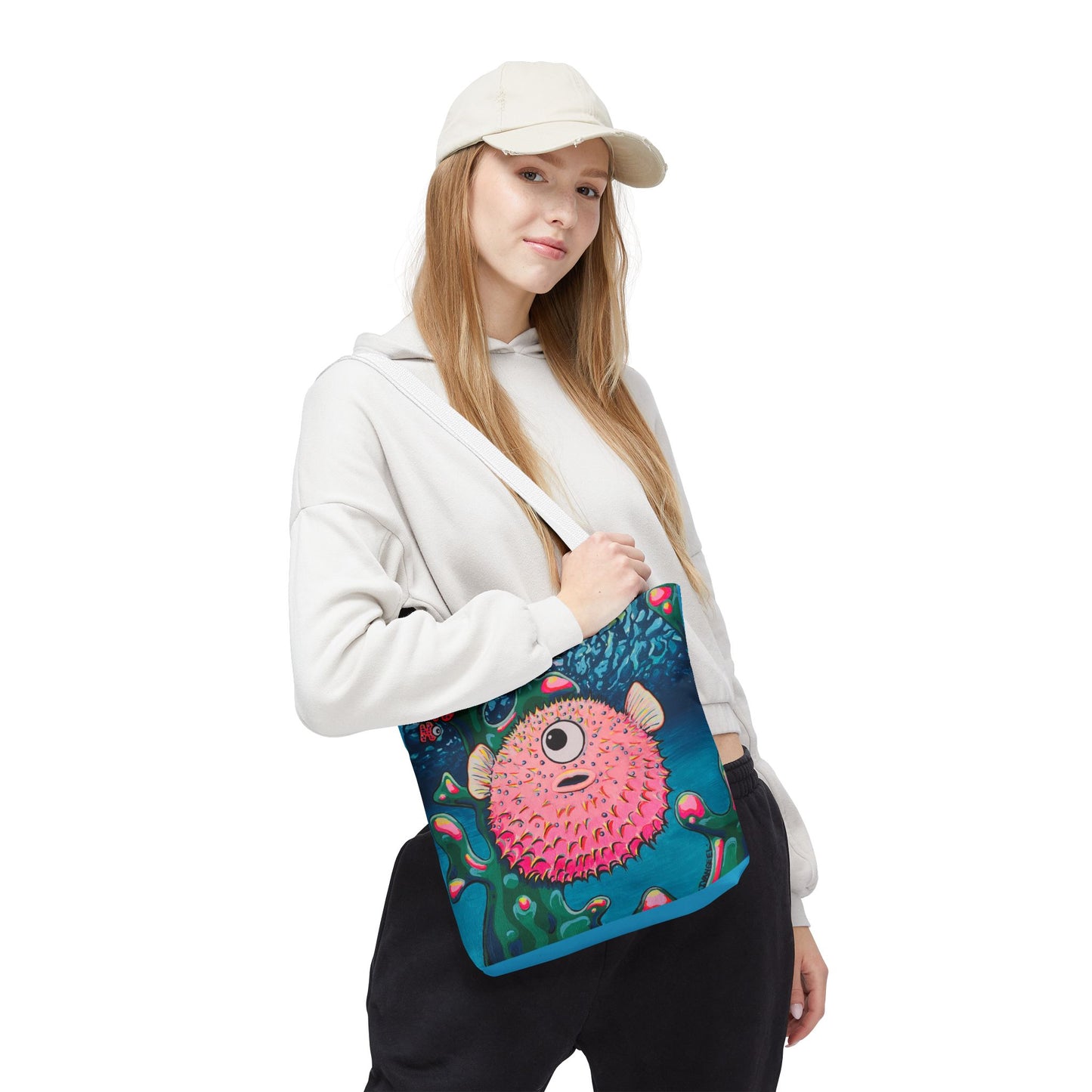 Premium Colorful Pufferfish Tote Bag, Original Artist Design, Reusable Shopping Tote, Eco-Friendly