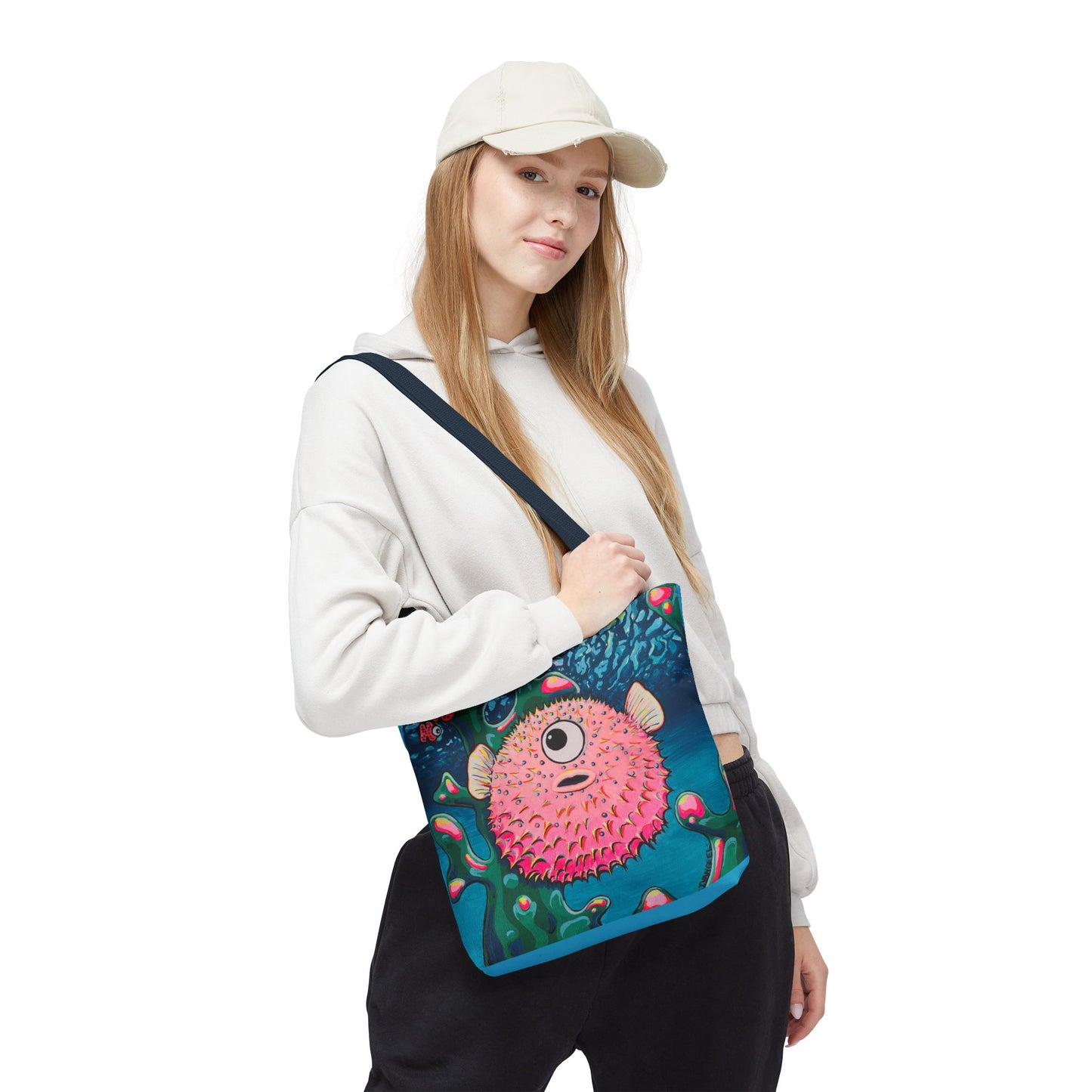 Premium Colorful Pufferfish Tote Bag, Original Artist Design, Reusable Shopping Tote, Eco-Friendly