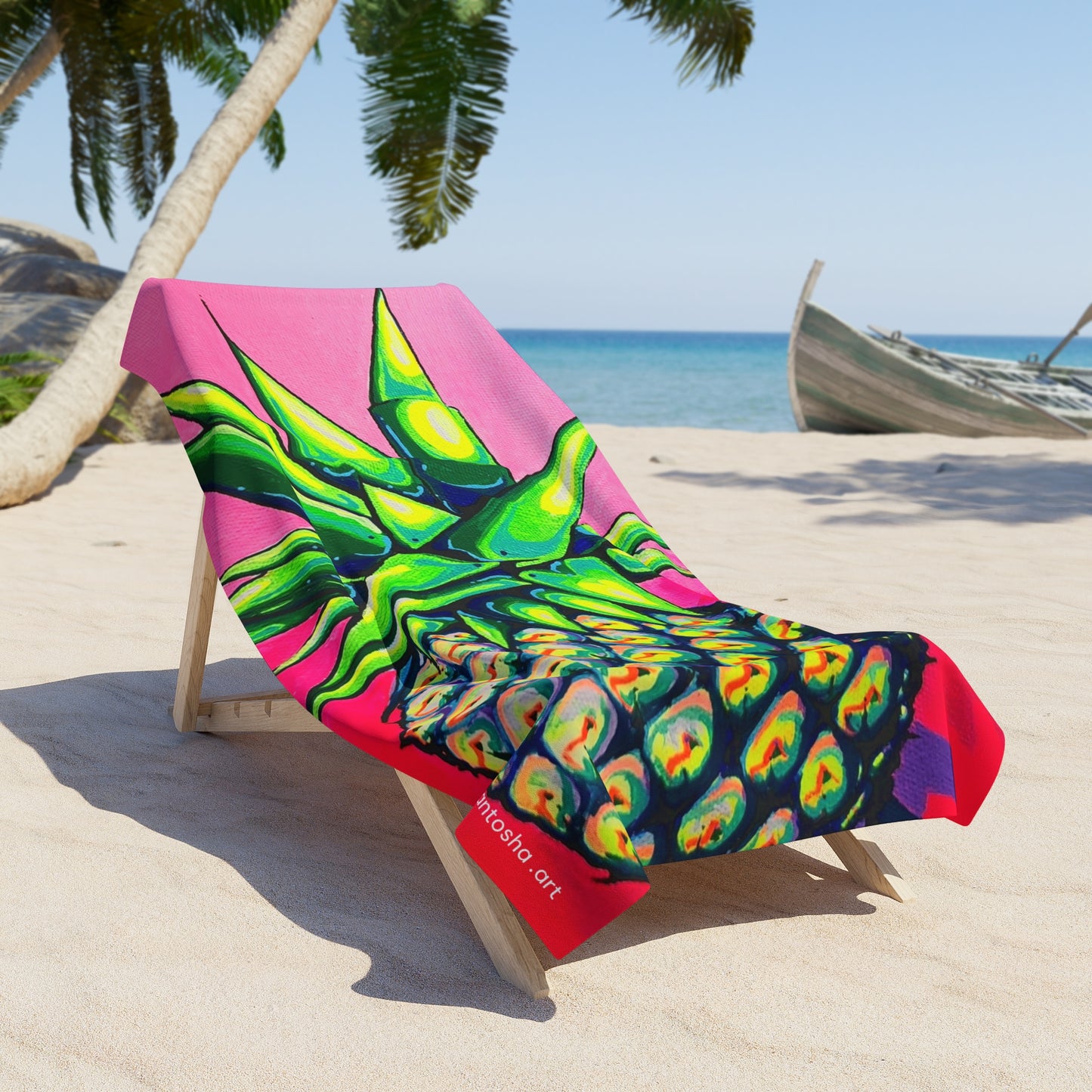 Neon Pineapple Beach Towel for Summer Fun and Vacation Essentials