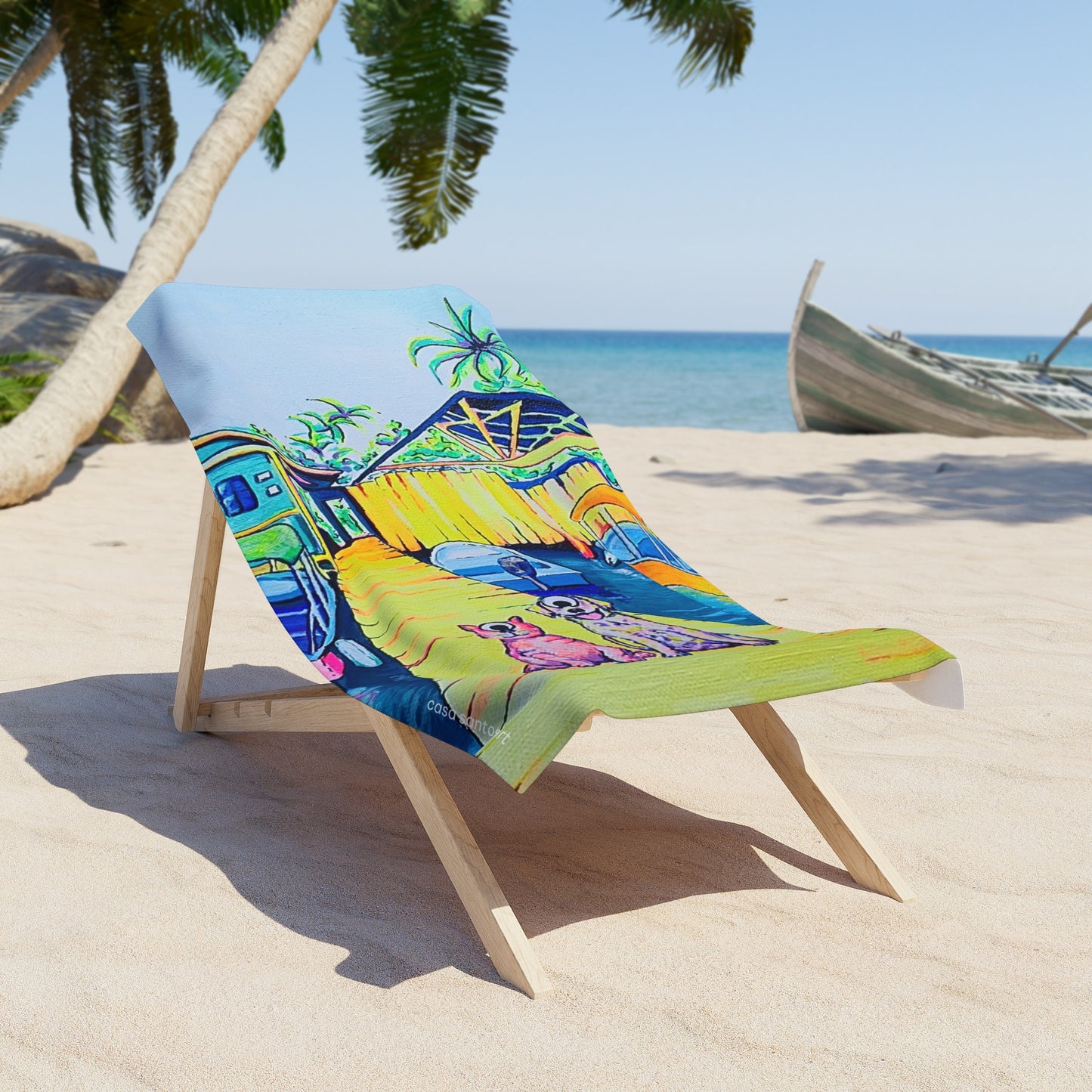 Cyclops Cat and Dog in Bocas Beach Towel for Summer Fun and Vacation Essentials