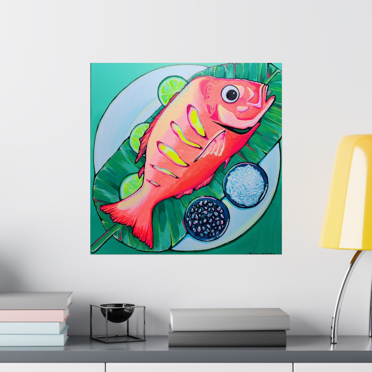 Neon Fried Fish Giclée Art Poster