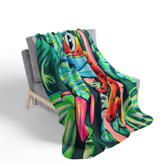 Cyclops Red Frog Fleece Sherpa Blanket