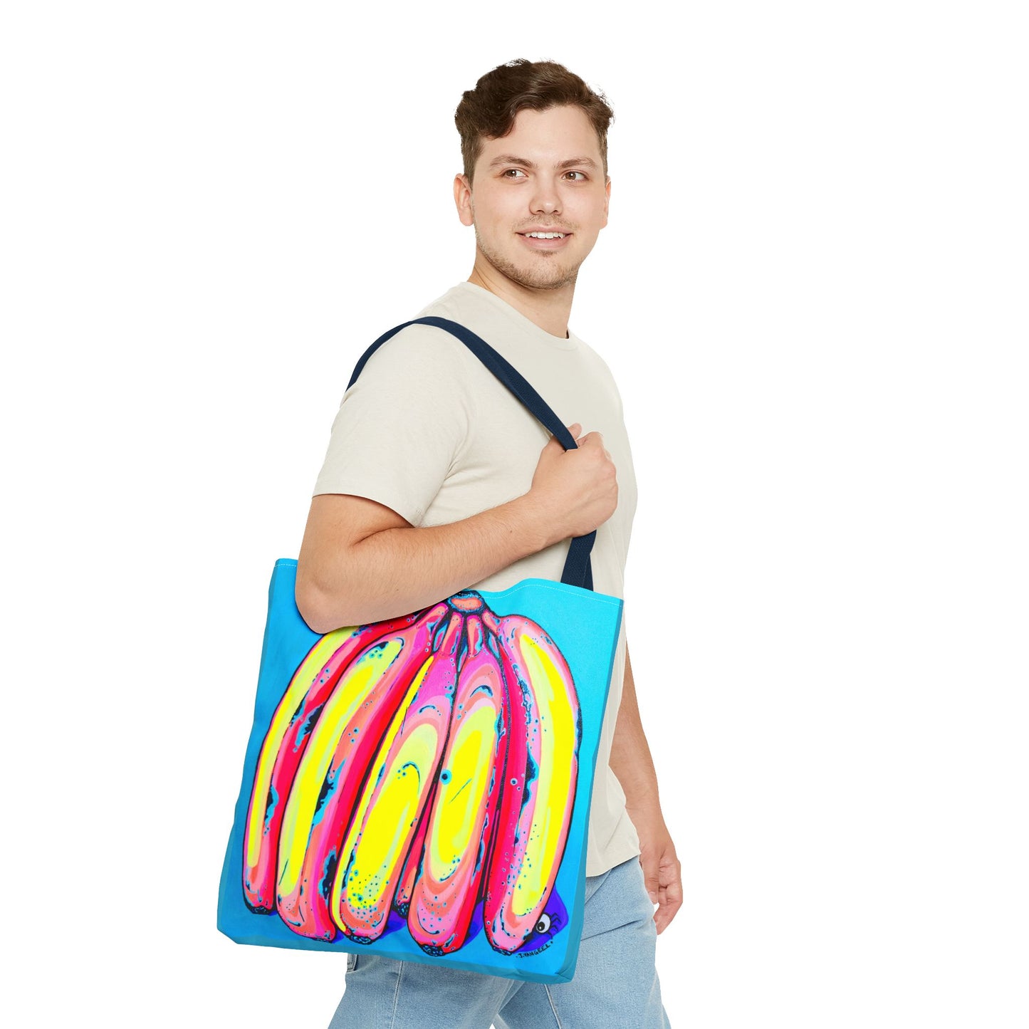 Premium Neon Fat Bananas Tote Bag, Original Artist Design, Reusable Shopping Tote, Eco-Friendly