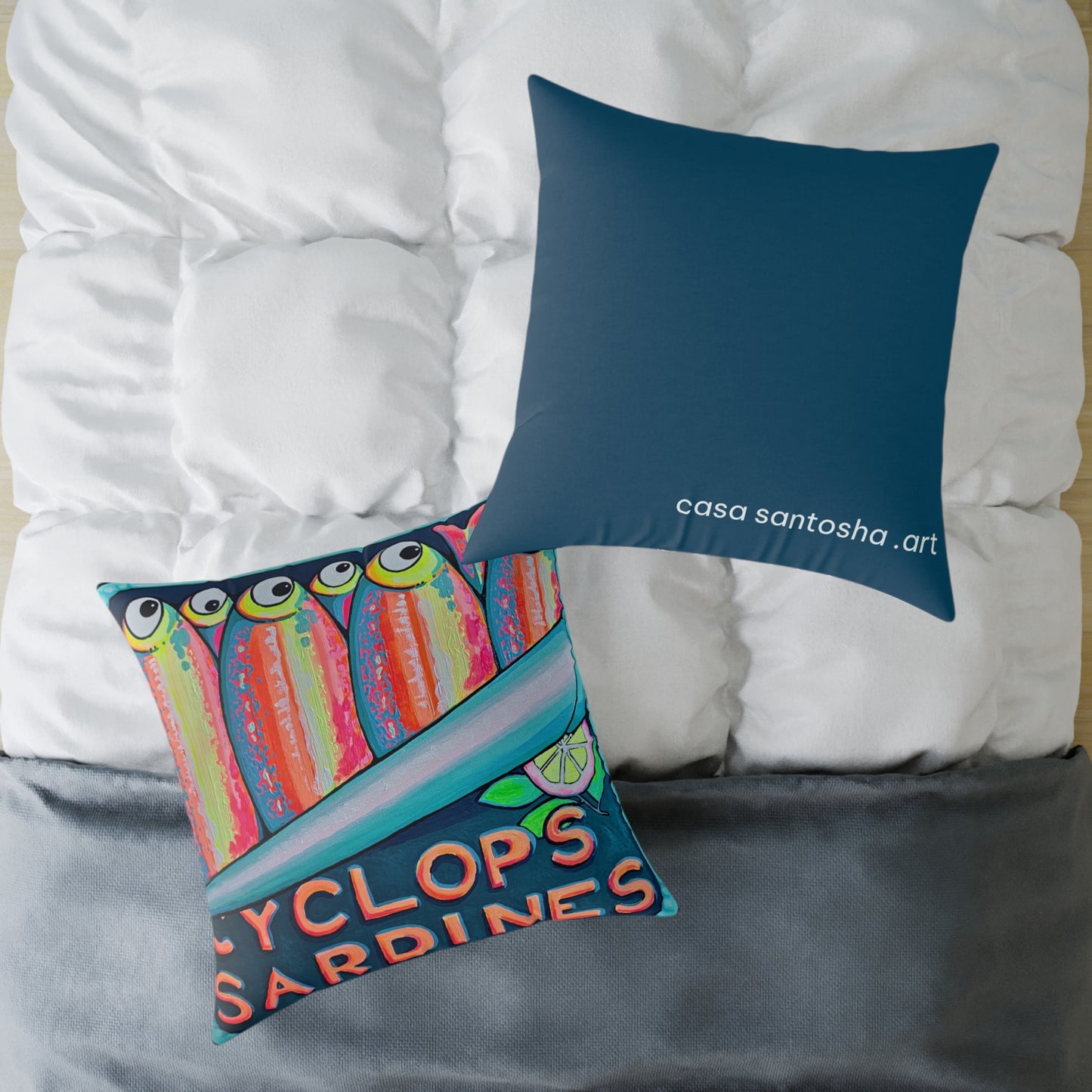 Neon Sardines Art Canvas Decorative Pillow