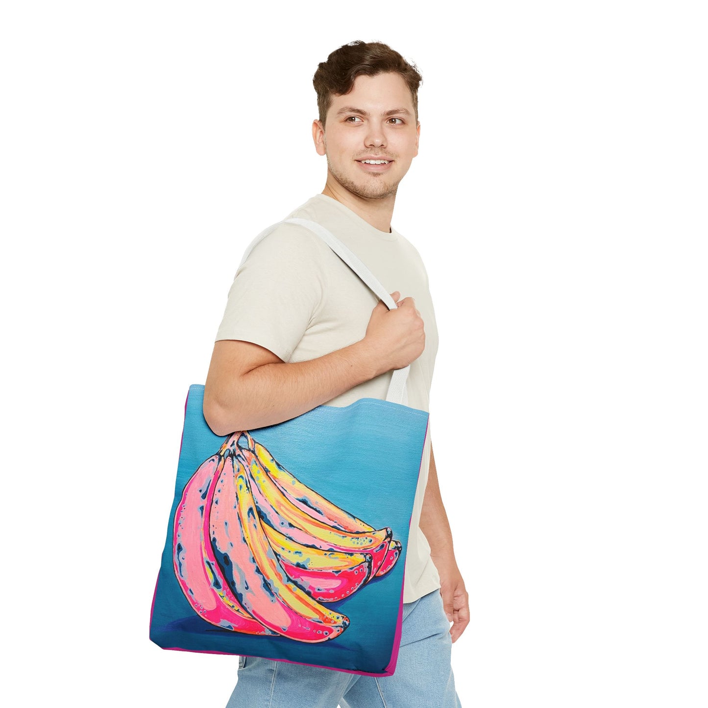 Premium Neon Banana Tote Bag, Original Artist Design, Reusable Shopping Tote, Eco-Friendly