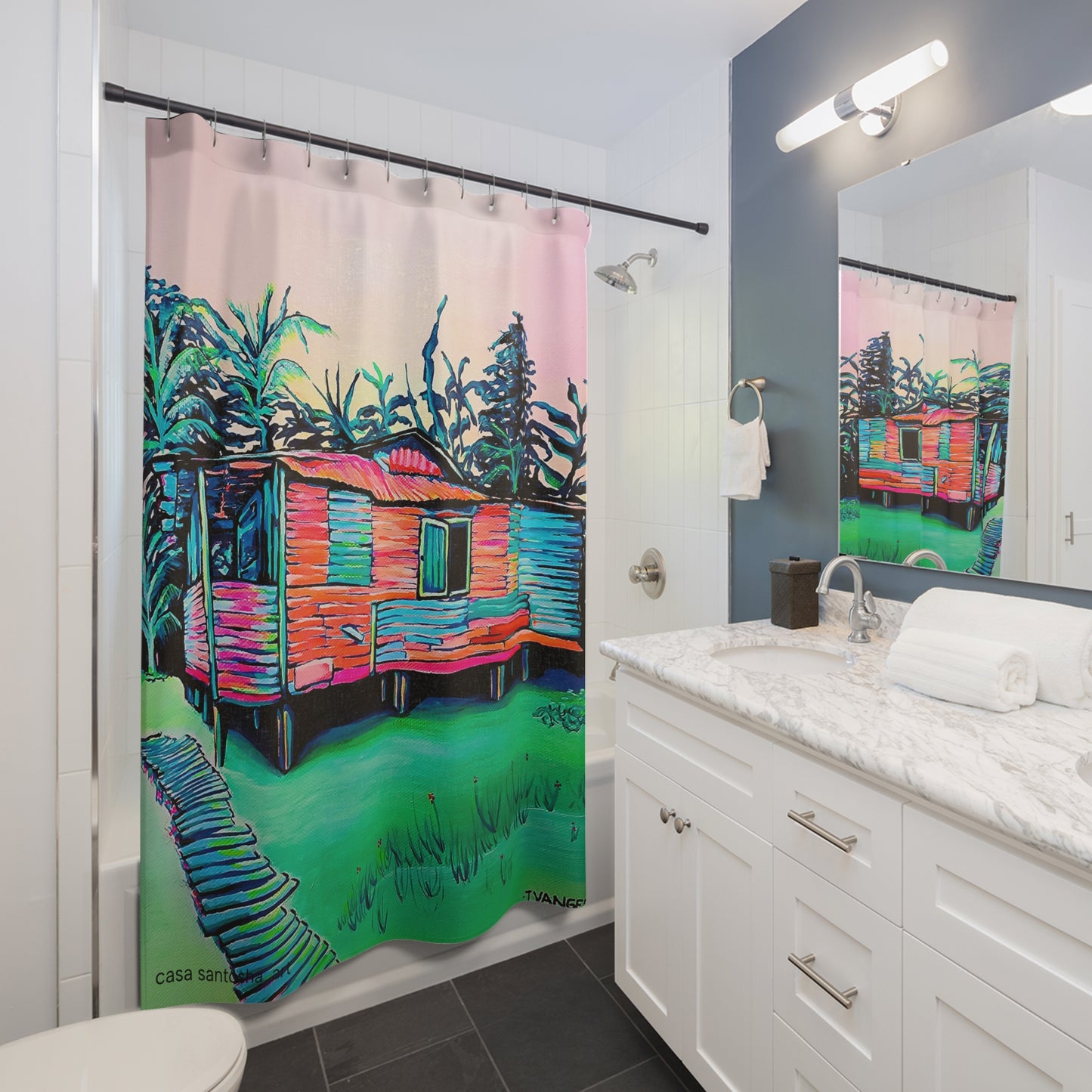 Rideau de douche Bocas Pop Art - Maison de Luis Russell