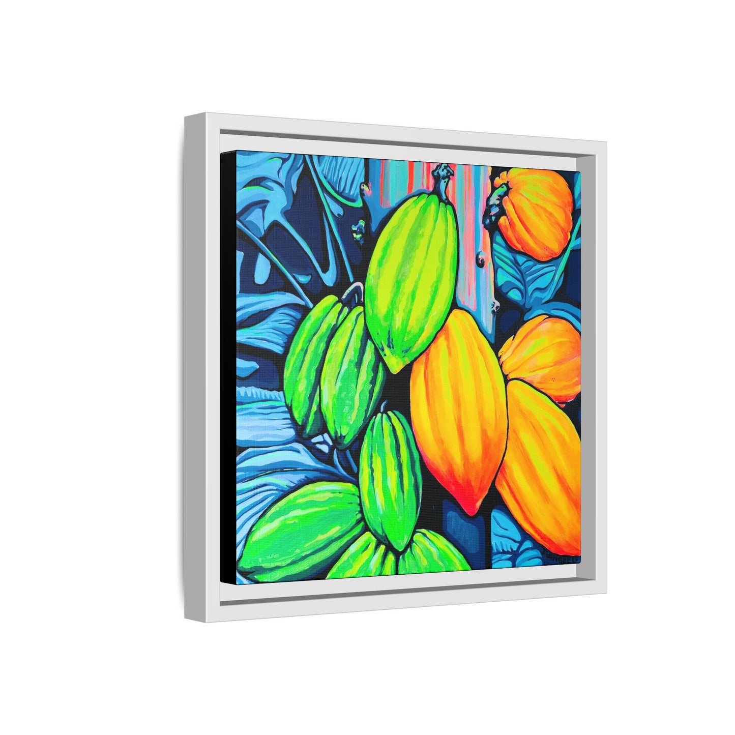 Framed Neon Cacao Canvas Print
