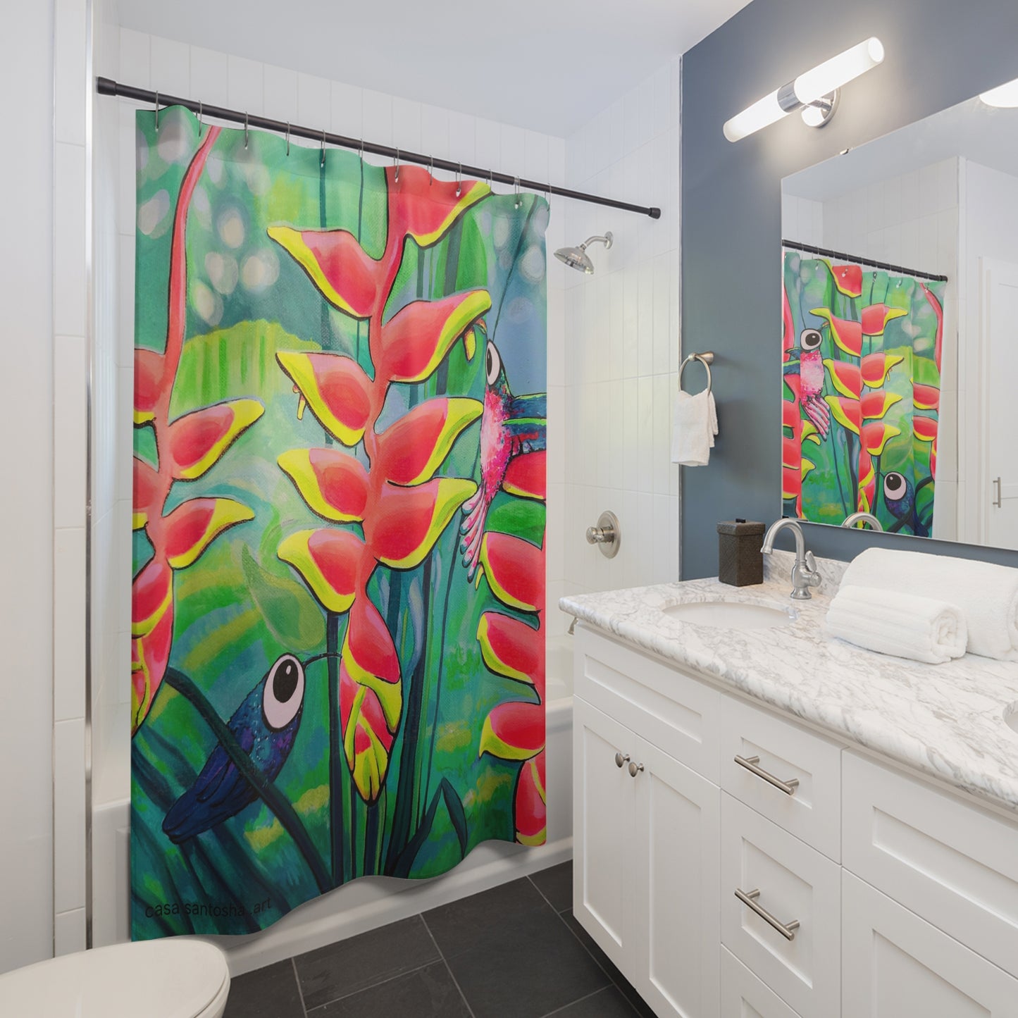 Rideau de douche colibris Cyclops Pop Art