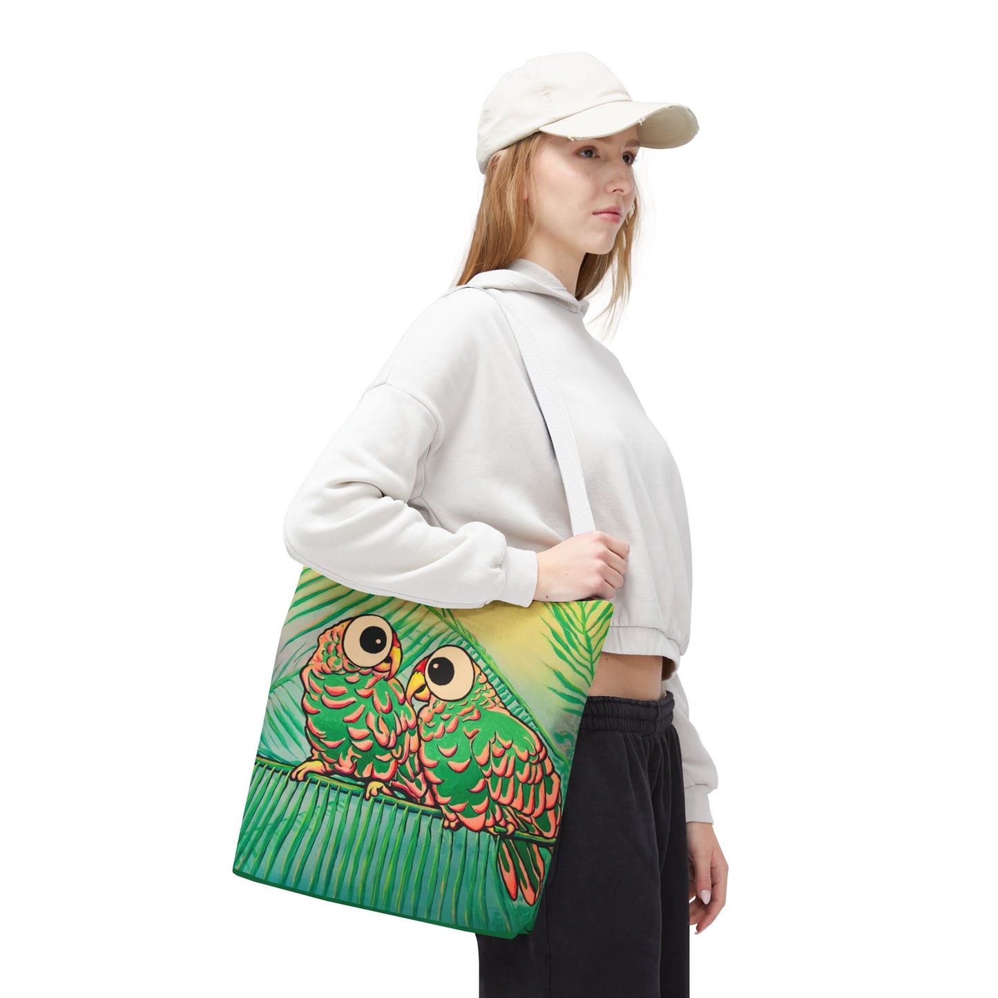 Premium Chatty Cyclops Parrots Tote Bag, Original Artist Design, Reusable Shopping Tote, Eco-Friendly
