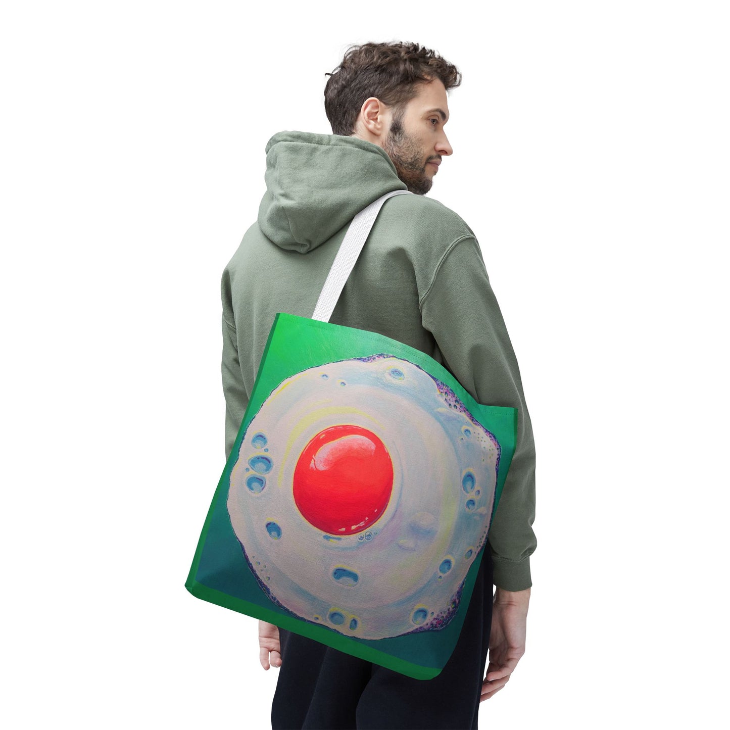 Premium Neon Fried Egg Tote Bag, Original Artist Design, Reusable Shopping Tote, Eco-Friendly