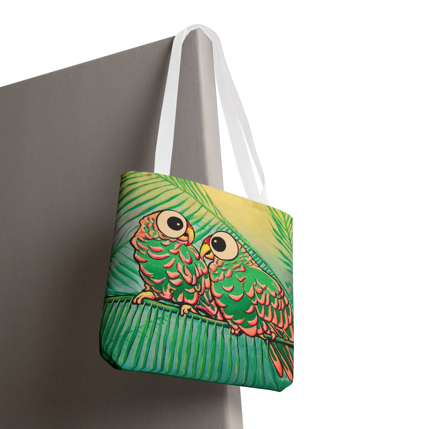 Premium Chatty Cyclops Parrots Tote Bag, Original Artist Design, Reusable Shopping Tote, Eco-Friendly
