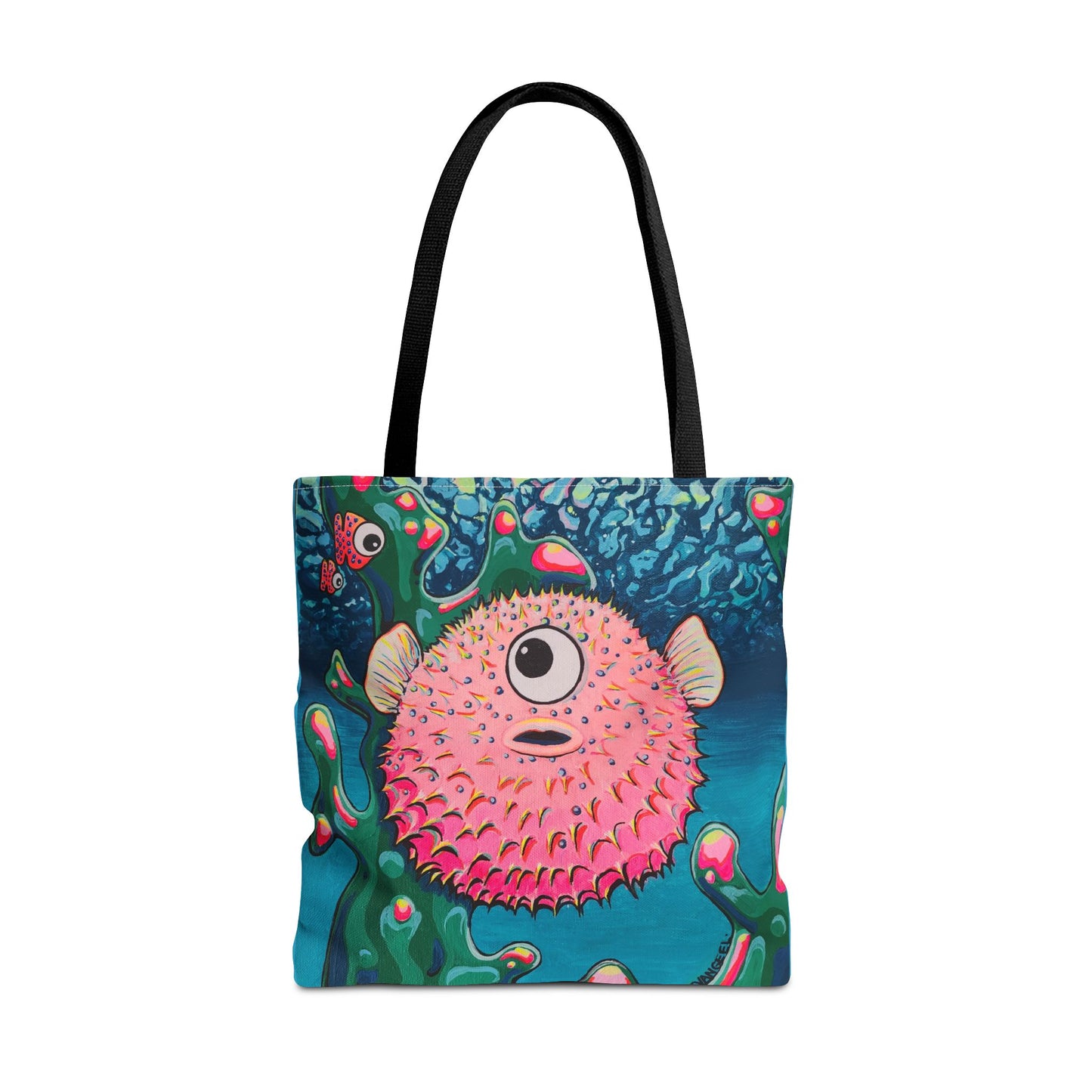 Premium Colorful Pufferfish Tote Bag, Original Artist Design, Reusable Shopping Tote, Eco-Friendly