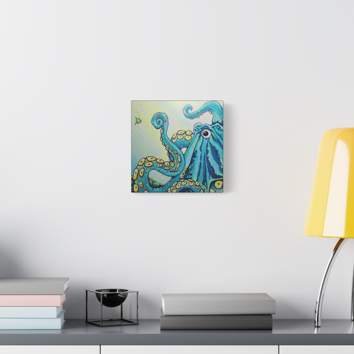 Cyclops Octopus Original Canvas Art Print, Unique Home Decor, Wall Art, Gift,Underwater Theme Decoration, Ocean Life