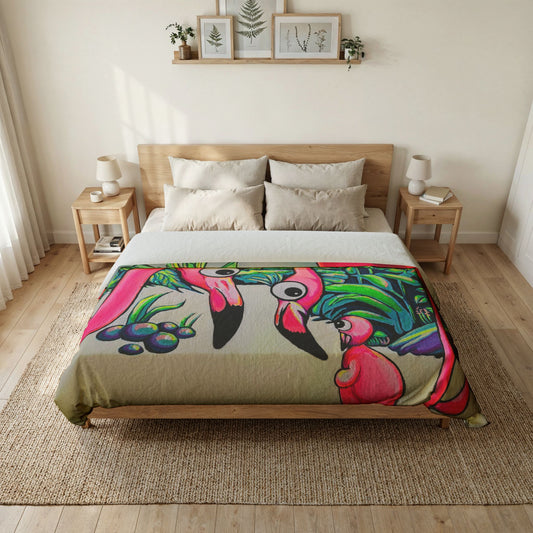 Cyclops Flamingo Family Duvet Cover