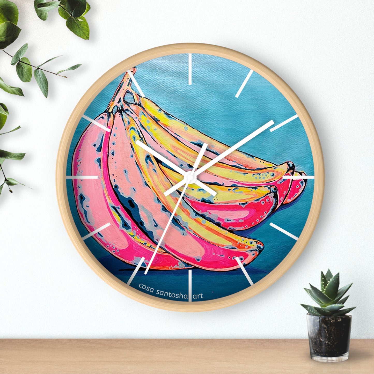 Neon Bananas Pop Art Wall Clock
