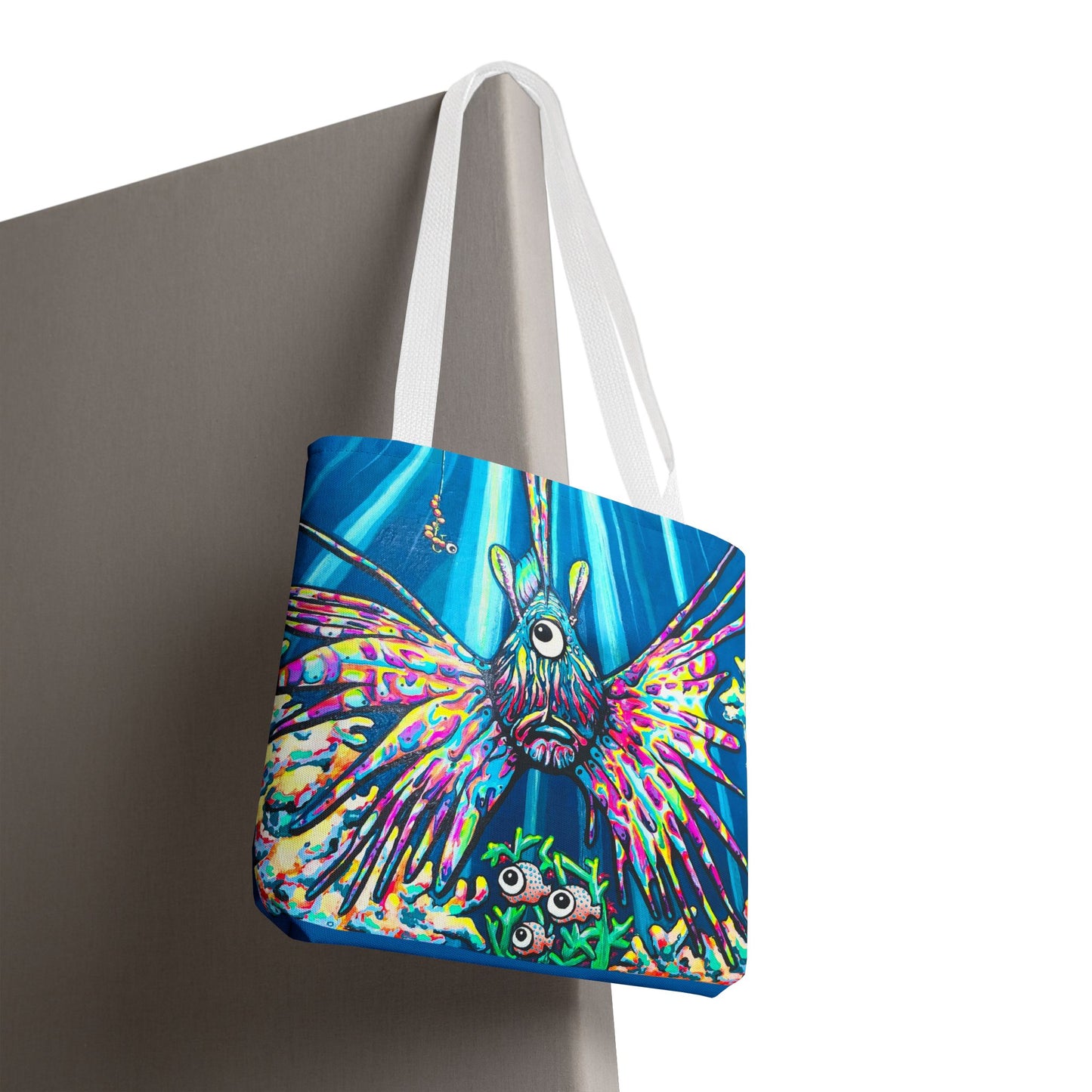 Premium Cyclops Lionfish Tote Bag, Original Artist Design, Reusable Shopping Tote, Eco-Friendly