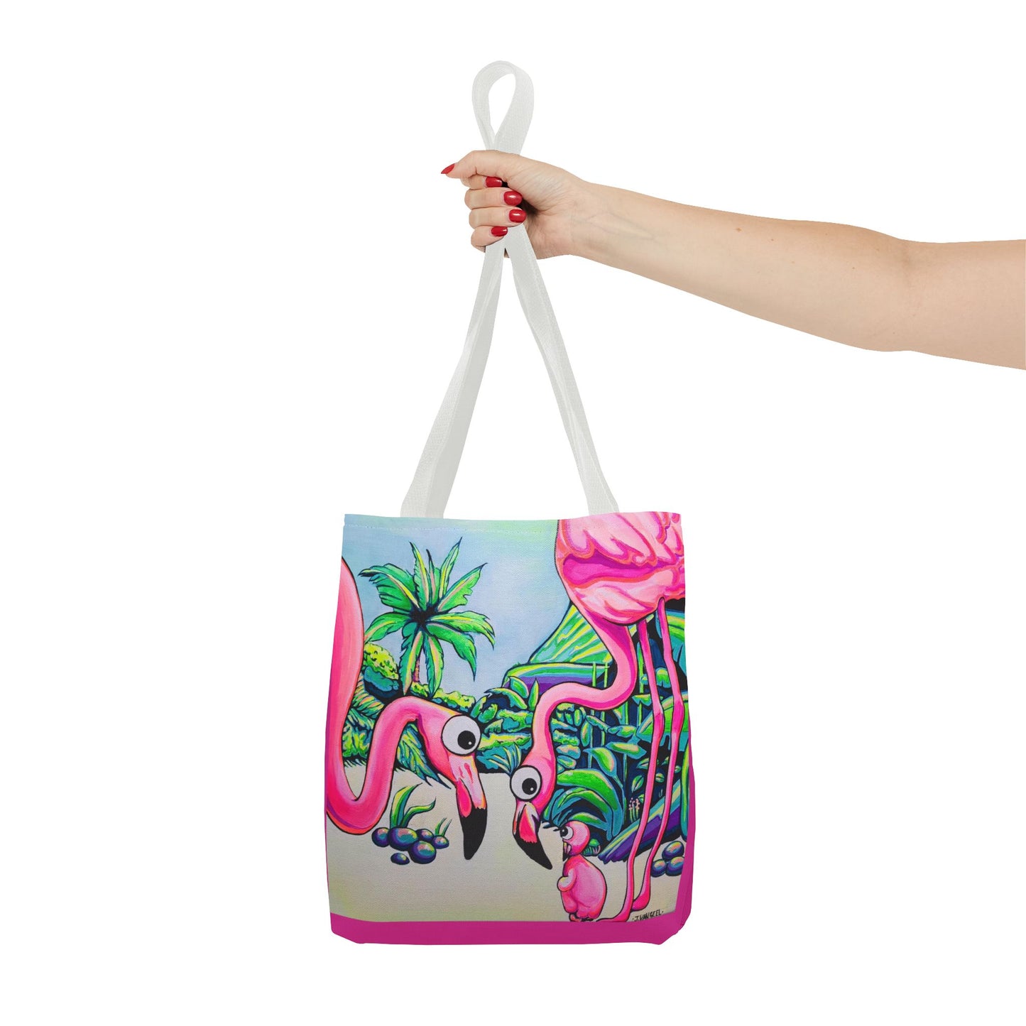 Premium Cyclops Flamingo Family Tote Bag, Original Artist Design, Reusable Shopping Tote, Eco-Friendly