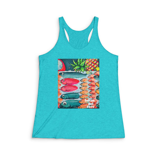 Women's Neon Cabo Fish Market Graphic Racerback Tank