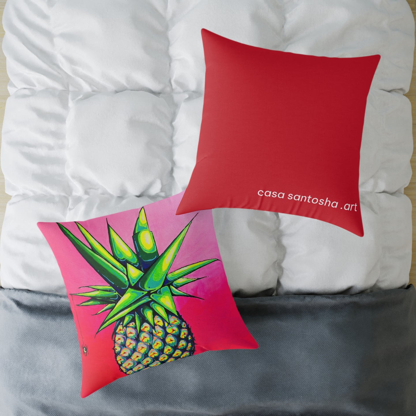 Neon Pineapple Art Canvas Decorative Pillow