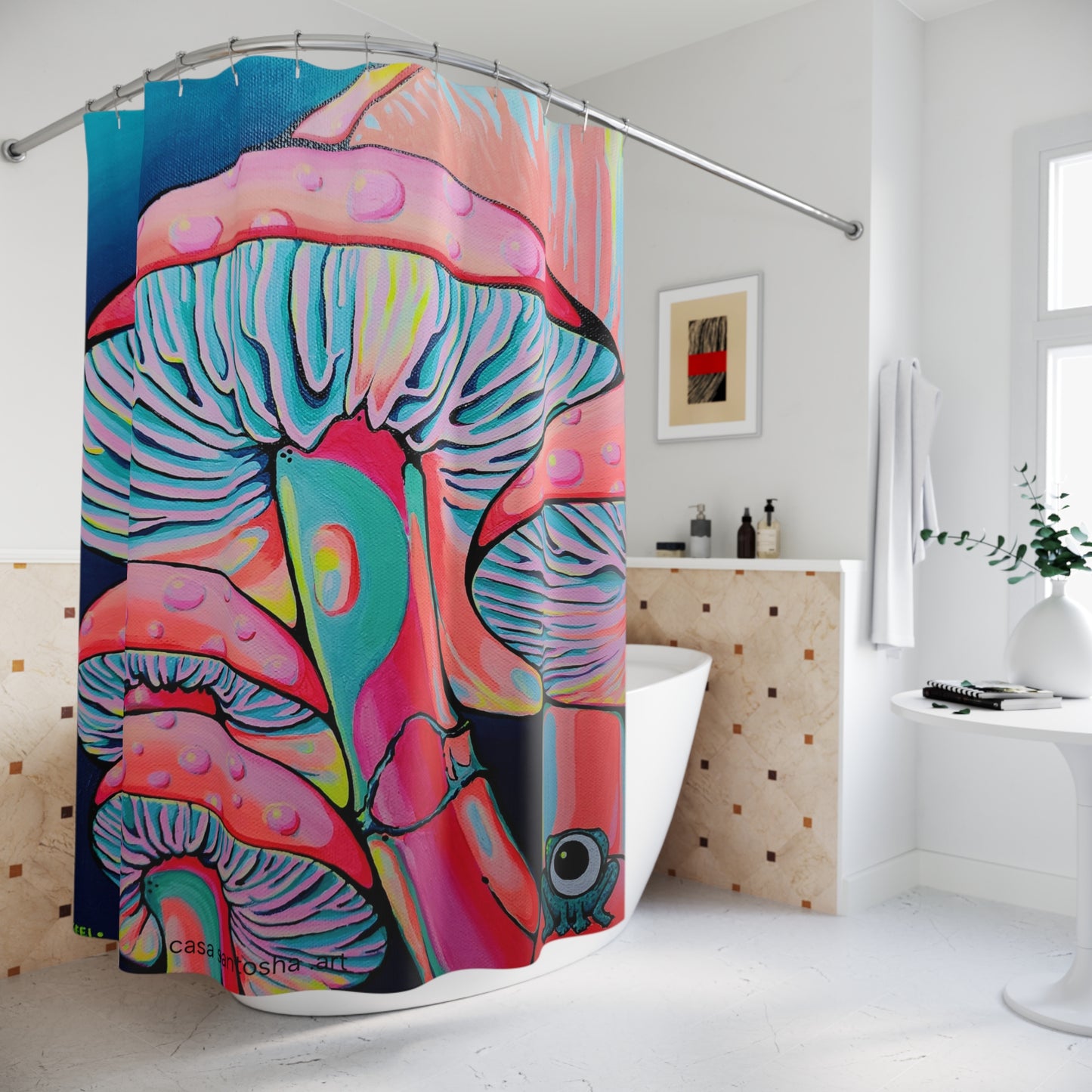 Trippy Mushrooms Pop Art Shower Curtain