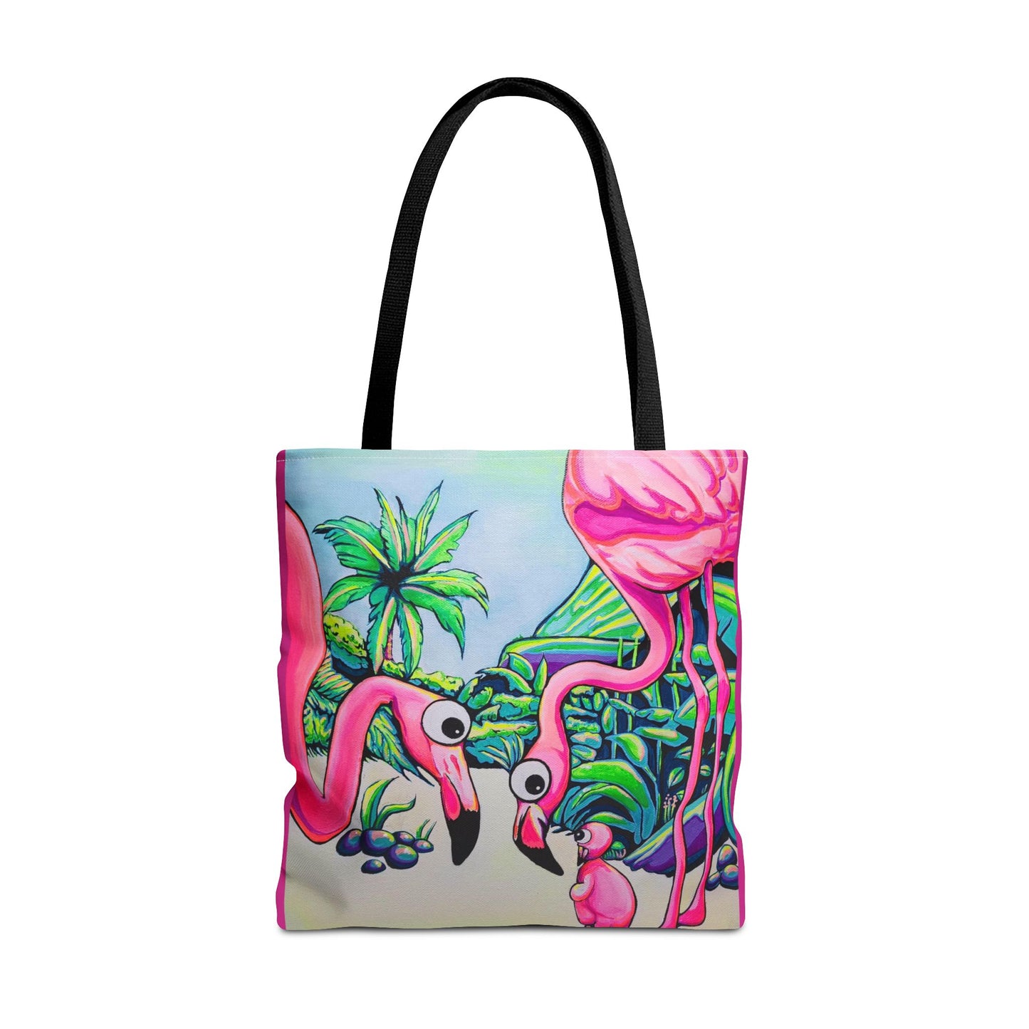Premium Cyclops Flamingo Family Tote Bag, Original Artist Design, Reusable Shopping Tote, Eco-Friendly