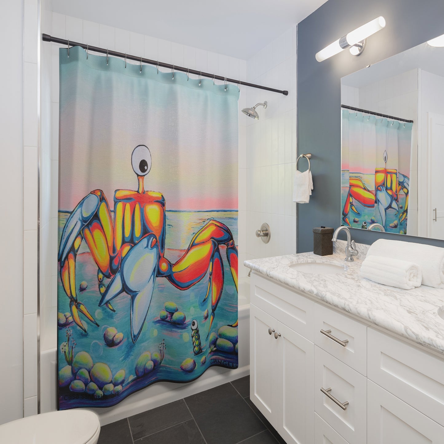 Rideau de douche pop art crabe cyclope