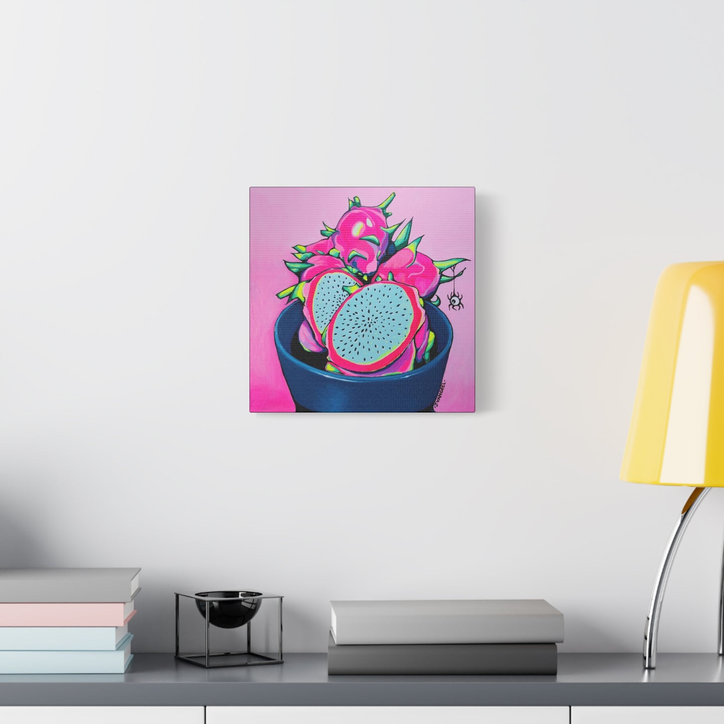 Neon Pink Dragon Fruit Canvas Print, Original Artist Design, Home Decor Wall Art